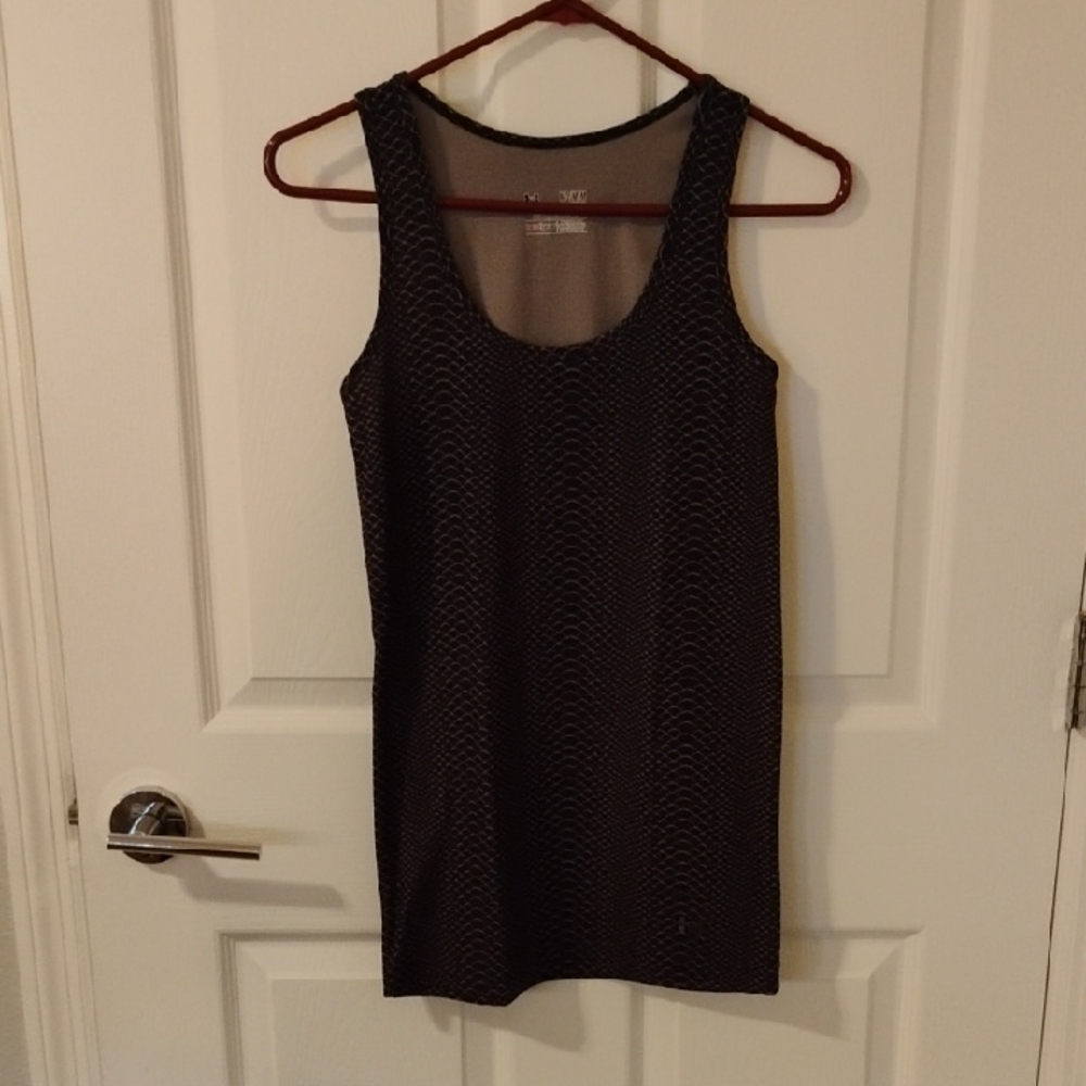 🎽UNDER ARMOUR HEAT GEAR Fitted Black Patterned Tank Top 🎽